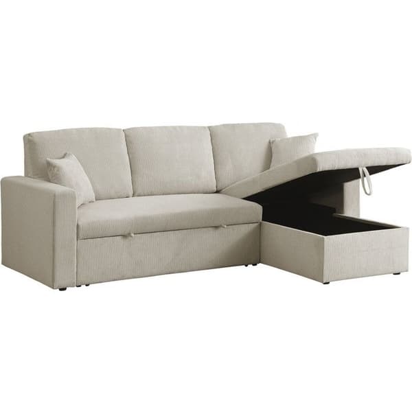 Vinkelssoffa i sammet "Alain" - 3 platser - Beige