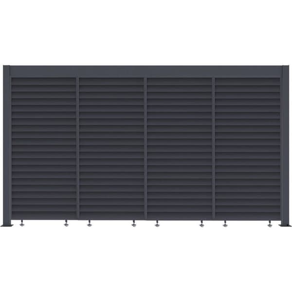 Bioklimatisk pergola med 7 aluminiums persienner "Windsor" - 3 x 4 m - Grå