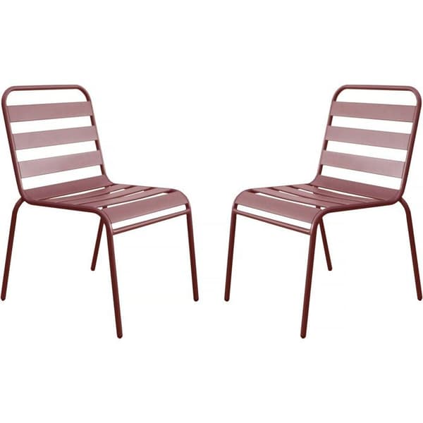 Set med 2 stapelbara trädgårdsstolar i metall "Bilbao" - Terracotta