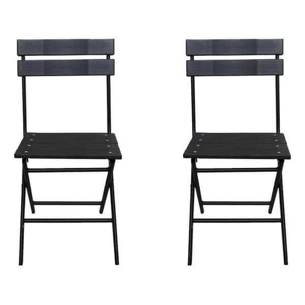 Vikbar trädgårdsstol - Set om 2 - Plast metall - Antracitgrå - 45x40x79 cm