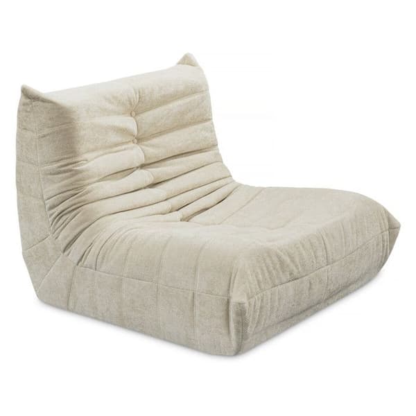 Chauffeuse til stue Velasca i tekstureret beige stof 95 x 100 x 75 cm