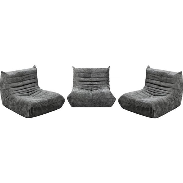 Set om 3 modulära fåtöljer för soffa i texturerad tyg "Velasca" - Grå