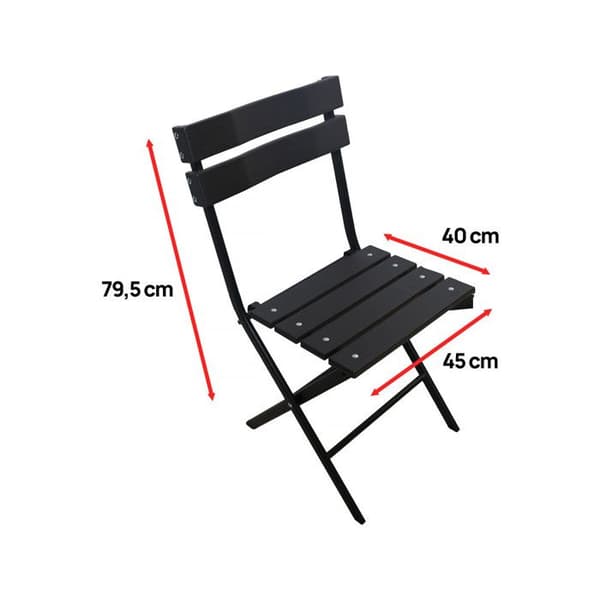 Vikbar trädgårdsstol - Set om 2 - Plast metall - Antracitgrå - 45x40x79 cm
