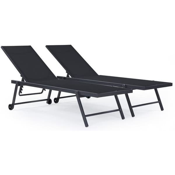 2-pack textilene aluminium solsängar "Jolia" - Mörkgrå / Svart