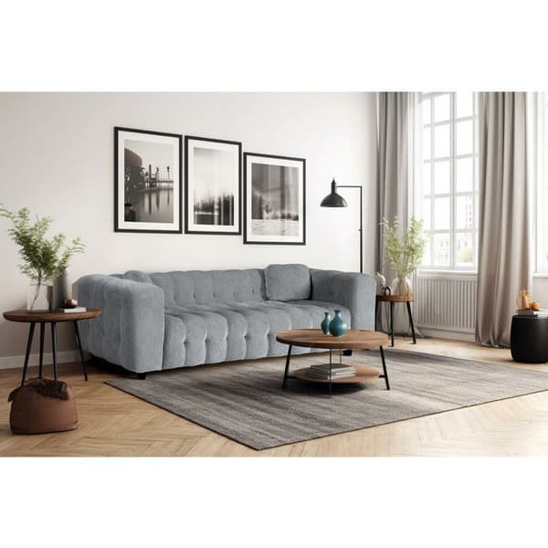 Rätt soffa i chenille tyg "Vendome" - 3 platser - Grå