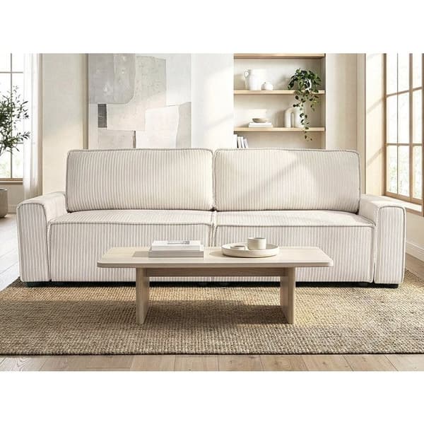 Soffa i ribbstickad sammet "Montaigne" - 3 platser - Beige