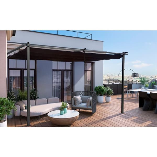 Metallpergola med infällbart tak - 3 x 4 m - Antracitgrå