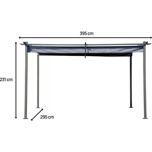 Metallpergola med infällbart tak - 3 x 4 m - Grå