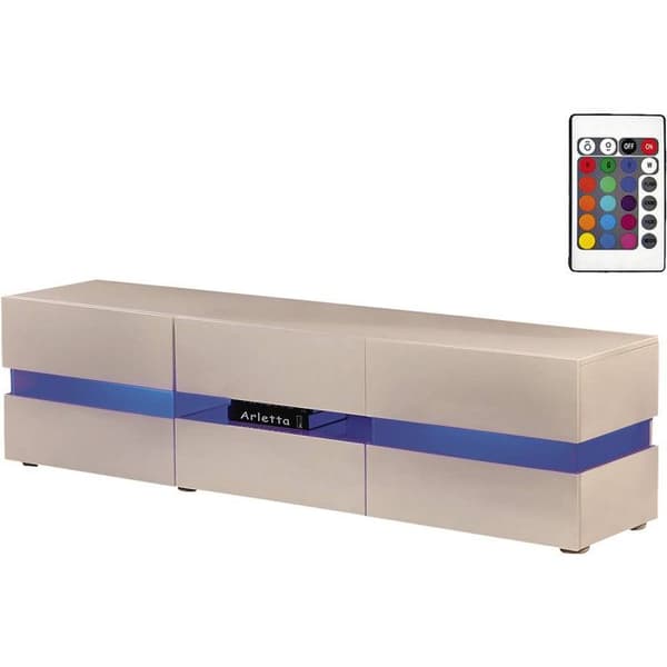 'Vida' LED TV-skåp - 177 x 39 x 45 cm - Lackad vit