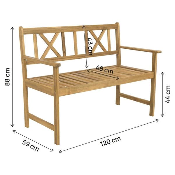 Bænk i træ 120 cm "Surabaya" - 2 pladser - Brun