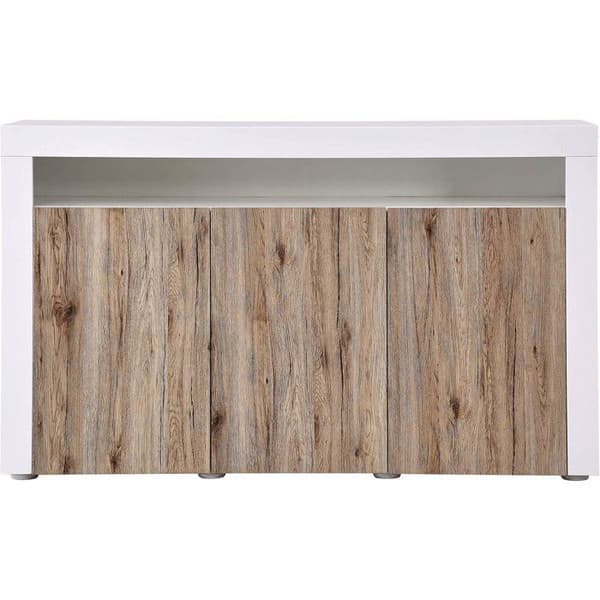 Buffé LED "Bogota" - 155 x 40 x 92 cm - Ek / Vit lack
