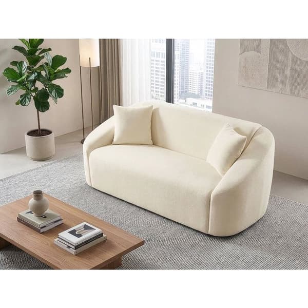 Fast rak soffa i tyg "Ondine" - 2 platser - Beige
