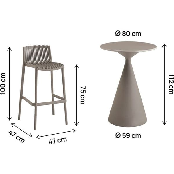 Bistroträdgårdsbord och stapelbara högstolar "Néora" - 2 platser - Taupe