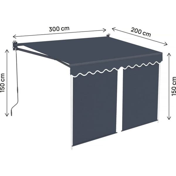 Kauppa, jossa on alumiininen verho 2 x 3 m "Shadow" - Tummanharmaa