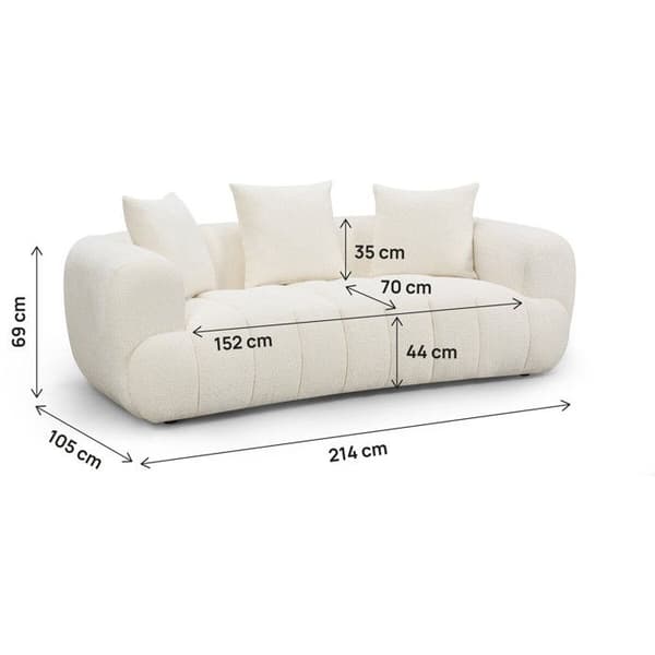 Rätt soffsoffa i bubble-stil i texturerat tyg "La Fayette" - 3 platser - Kräm