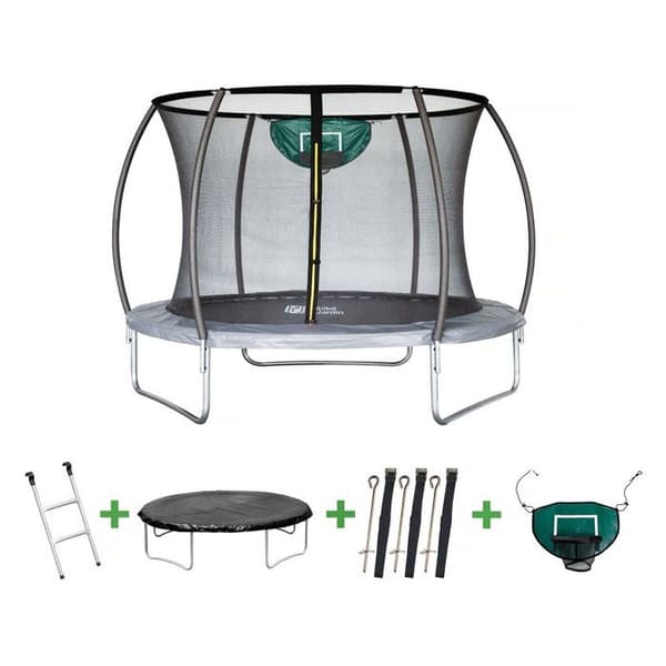 Trampolin prestige "hoppr" 3,65 m och basketkorg