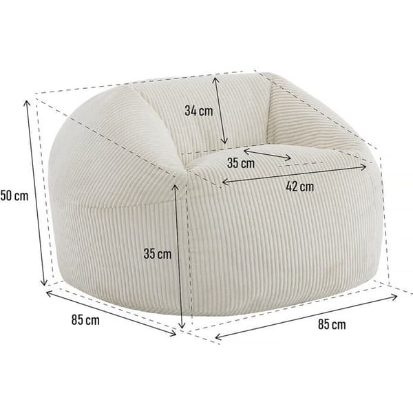 Puff i ribbad sammet "Cusco" - 80 x 74 x 49 cm - Beige