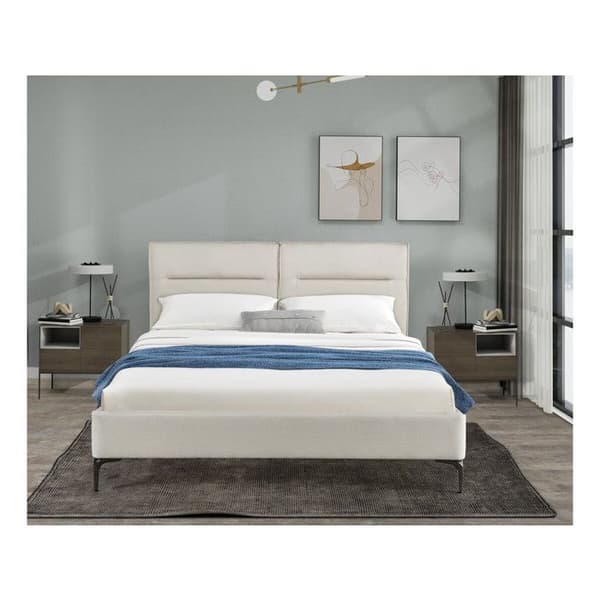 Dubbel säng i designtyg "Moritz" - 140 x 190 cm - Beige