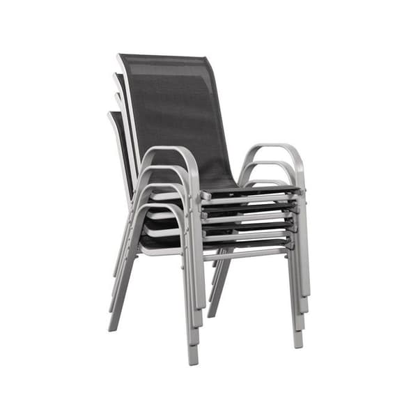 Stapelbara trädgårdsfåtöljer - Stål/Textilene - Grå - Set om 4 - 53,5x75x92 cm