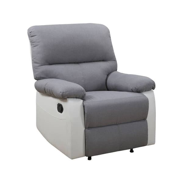 Recliner-fåtölj med liggläge - Vit/Grå, tyg+PU - 90x89x103 cm