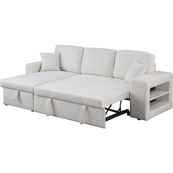 Vinkelsoffa med knutna tyger konvertibel/reversibel "Axel" - 3 Platser - Vit
