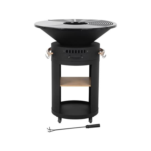 Grill plancha brasero med kul og træ "Cesar premium" - Ø 81 cm - Sort