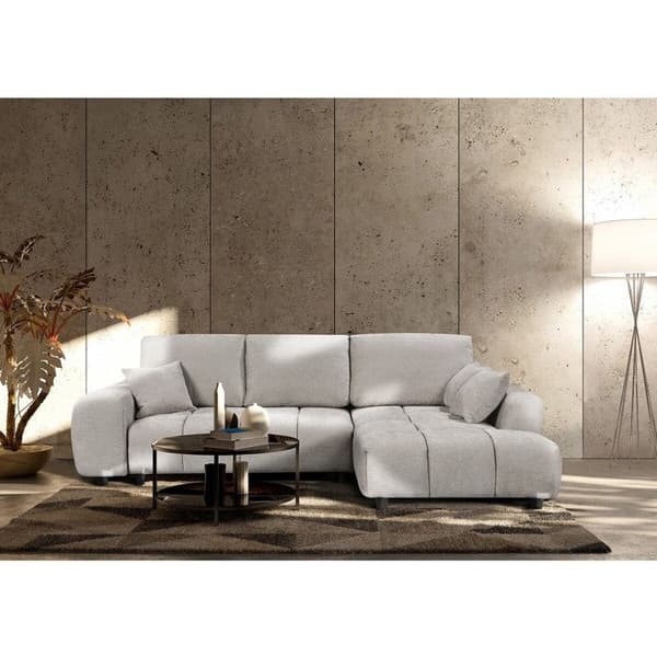 Hörnsoffa som är bäddbar i chenilletyg "Verneuil" - 3 platser - Beige