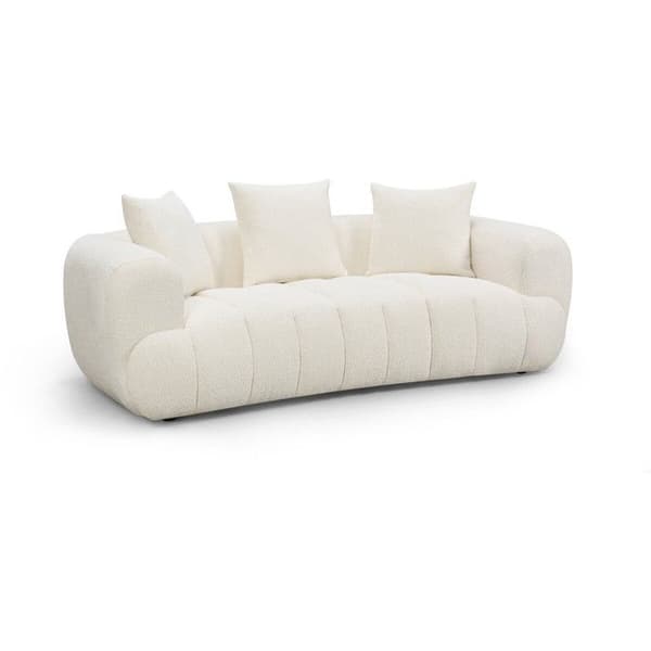 Rätt soffsoffa i bubble-stil i texturerat tyg "La Fayette" - 3 platser - Kräm