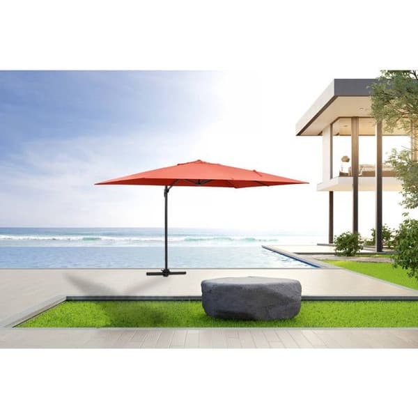 Parasol trädgård av aluminium "Sun 4" - Rektangulär - 3 x 4 m - Röd - Vikter ingår