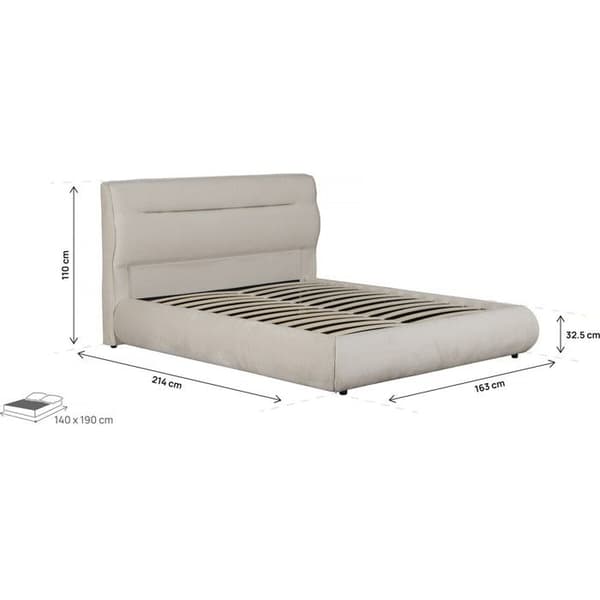 Dubbel säng med förvaring i sammet "Chamonix" - 140 x 190 cm - Beige