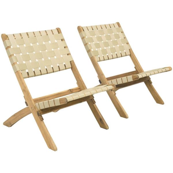 Set med 2 trädgårdsstolar i trä "Hanoi" - Beige