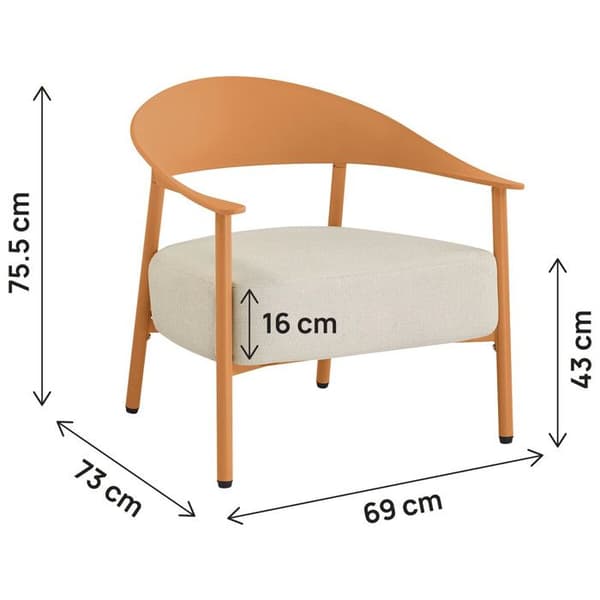 Set med 2 trädgårdsstolar i plast och metall "Céora" - Orange