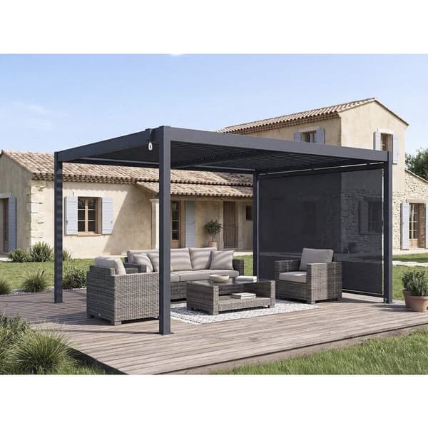 Bioklimatisk pergola med aluminiumskydd "Windsor" - 3 x 4 m - Grå