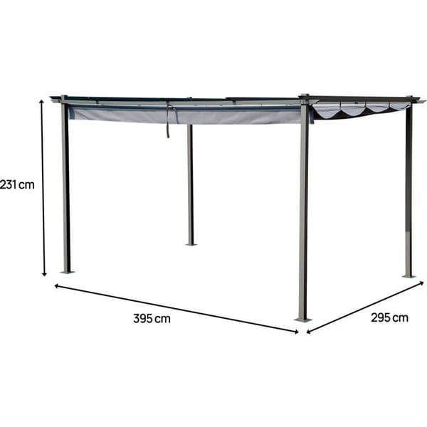 Metallpergola med infällbart tak - 3 x 4 m - Grafitgrå