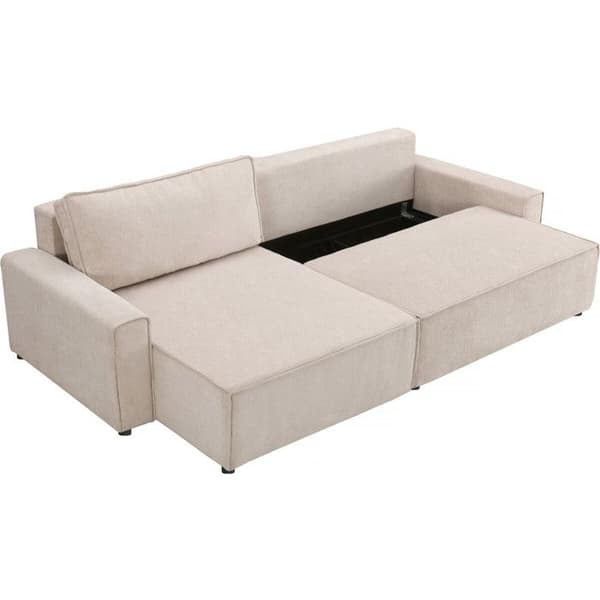 Vinkelsoffa i tyg med struktur "Montaigne" - 4 platser - Beige