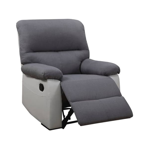 Recliner-fåtölj med liggläge - Vit/Grå, tyg+PU - 90x89x103 cm
