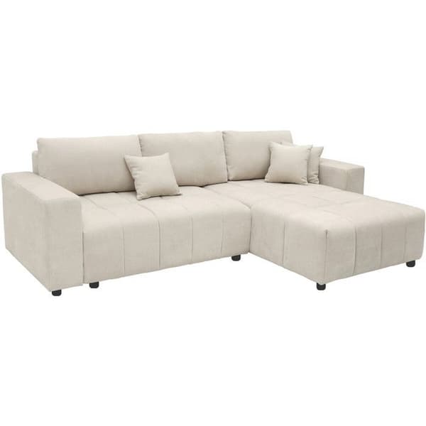 Vändbar hörnsoffa stil bubbeltyg chenille "George" 4 platser - Beige