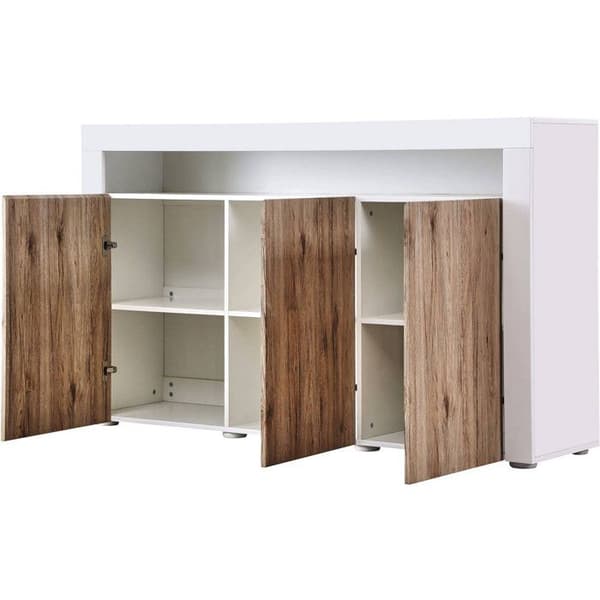 Buffé LED "Bogota" - 155 x 40 x 92 cm - Ek / Vit lack