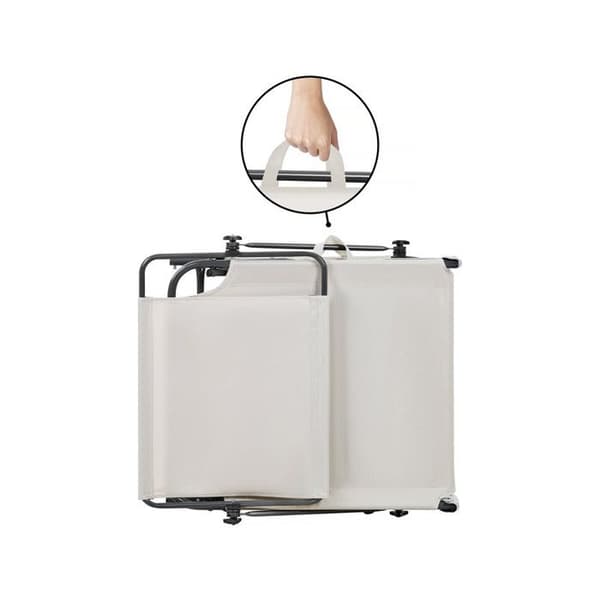 Pack av 2 hopfällbara solstolar "Lazy" - Med solskydd - Beige