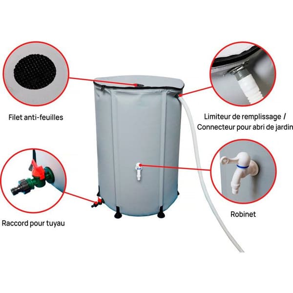 Flexibel PVC-vattensamlare 250 L - Grå