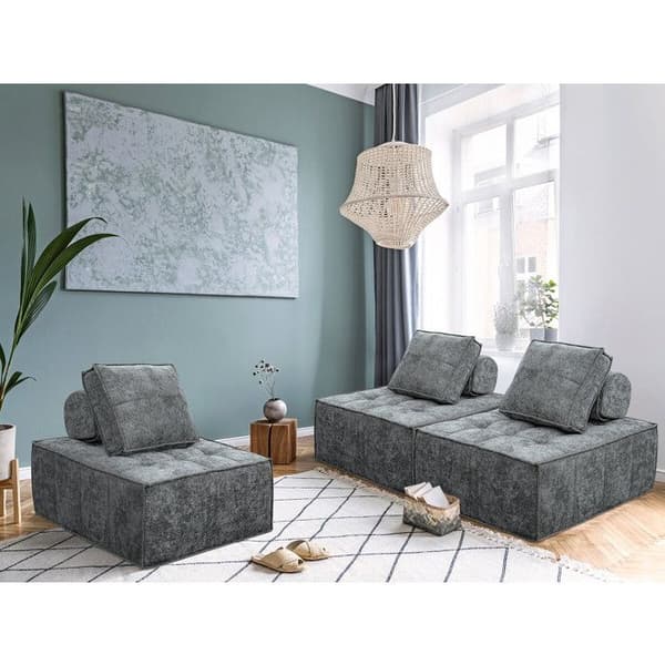 Textilfåtölj "Velluto" - 96 x 100 x 89 cm - Grå