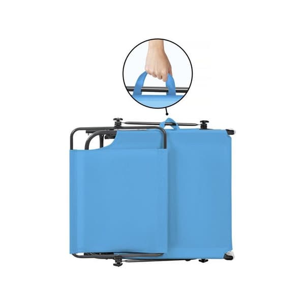 Set med 2 hopfällbara solstolar "Lazy" - Med solskydd - Blå