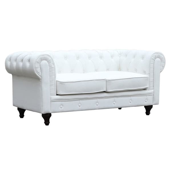 Fast Chesterfield-soffa "Aliza" - 157 x 82 x 70 cm - 2 platser - Vit