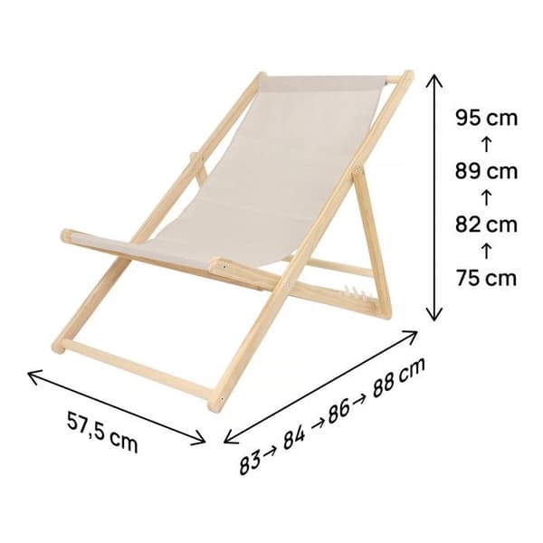 Set med 2 träfåtöljer "Chilienne" - 107 x 56.5 x 81 cm - Ecru