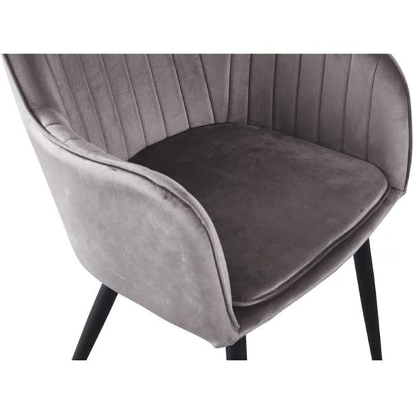 Set om 2 sammetstolar med armstöd - Grå - Metall - 56x57x80 cm