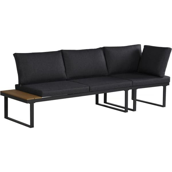 Trädgårdsmöbler hörnsoffa dekor imitation trä "Fiora" - 5 platser - Grå