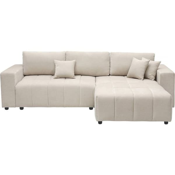 Vändbar hörnsoffa stil bubbeltyg chenille "George" 4 platser - Beige