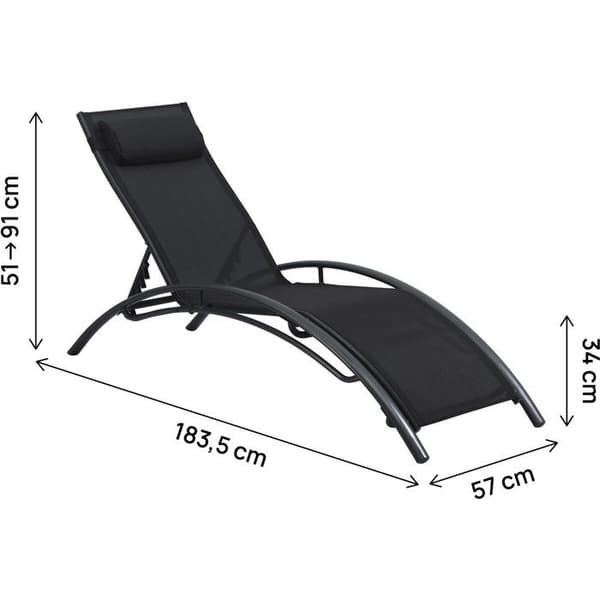 Set med 2 solstolar i aluminium Beauty "Phoenix" - Svart