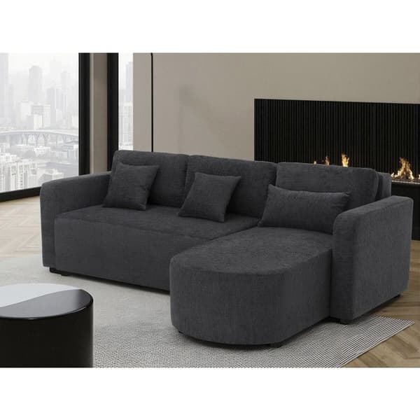 Vinkelsofa konvertibel/omvendelig i stof "Charles" - 3 pladser - Sort