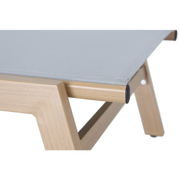Set med 2 solstolar i aluminium med träimitation "Elysia" - Ljusgrå